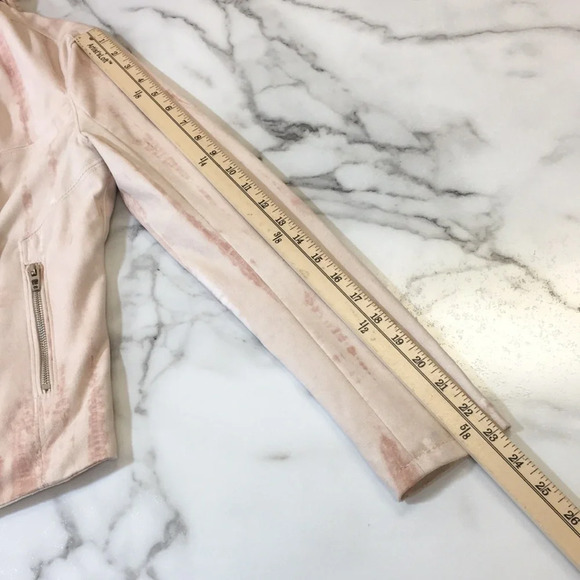 BlankNY Pink Cream Tie Dye Moto Jacket Womens XS Zip Up Drape Front - Picture 11 of 11